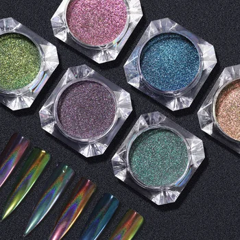 

PinPai Holographic Laser Powder Rainbow Nail Art Glitter Chameleon Chrome Unicorn Powder Pigment Nail Gel Polish Glitter Dust