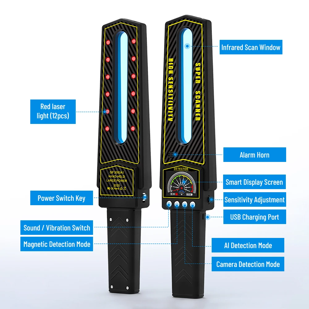 Anti candid mini bug camera handheld GPS One key smart detector 3D AI detection smart detection interference signal instrument hidden camera detector infrared camera detector camera detector signal detector