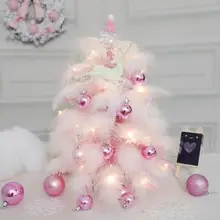 Веселые Рождественские елочные украшения розовые перьевые колокольчики с фигуркой лося светящиеся новогодние праздничные свадебные декоративные аксессуары