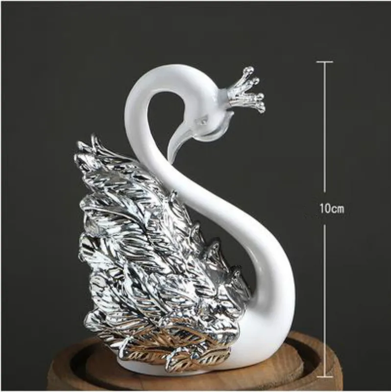 Silver swan-1 Украшение для выпечки, украшение для торта, романтическое украшение для торта из золота и серебра, украшение для торта в виде лебедя, перо, пузырьковый шар, открытка на день рождения - Цвет: Silver swan-1