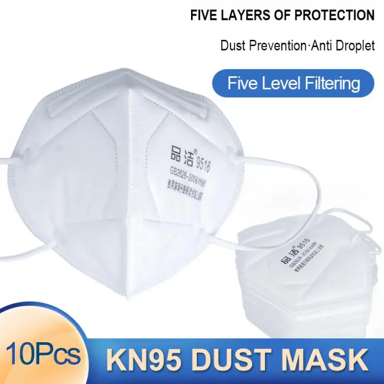 

10 Pcs/Lot KN95 Dust-proof Face Masks 95% Filtration Anti-fog 5-layer CE Certification PM2.5 Filter Protective Mask Features