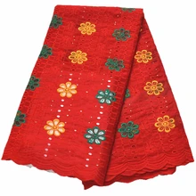 Дизайн, швейцарская вуаль, кружевная вышитая африканская кружевная ткань, последняя вуалевая хлопковая ткань для платья, 5 ярдов