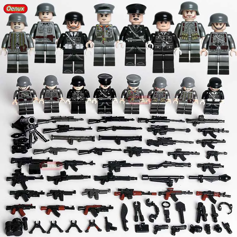 Oenux, новая мировая война 2, армейские солдатики, военный строительный блок, WW2, американские советские мини-солдатики, фигурки, MOC блок, кирпичная игрушка для детей - Цвет: German Army 8