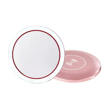 

Portable LED Makeup Mirror Adjustable Lighted Mini Circular Travel Sensing Lighting Cosmetic Mirror Beauty Wireless USB Charging