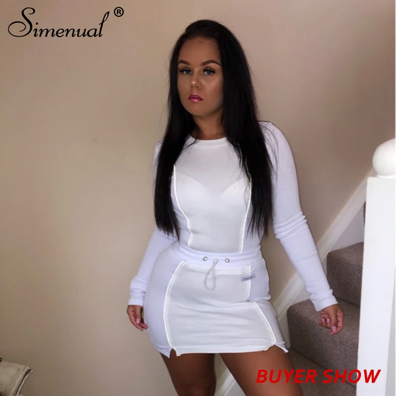 Casual Top And Mini Skirt Reflective Striped Two Piece Outfits OG0691