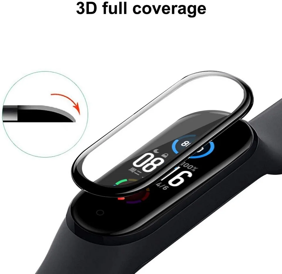 

New Arrival High-Quality 2/4PC 3D Curved Film Transparent Full Coverage Easy-To-Install Screen Protector For XiaoMi Band 5/4/6