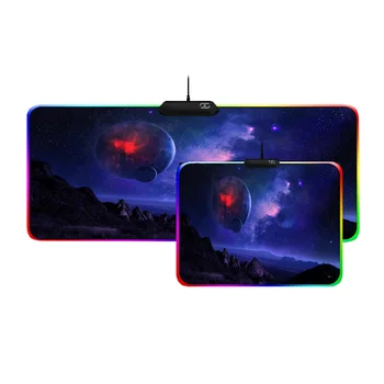 

ZSUXTC XXL Landscape Star Planet USB LED Color Lighting Lock Thickened RGB Mouse Pad Rubber Non-slip Laptop Keyboard Mat
