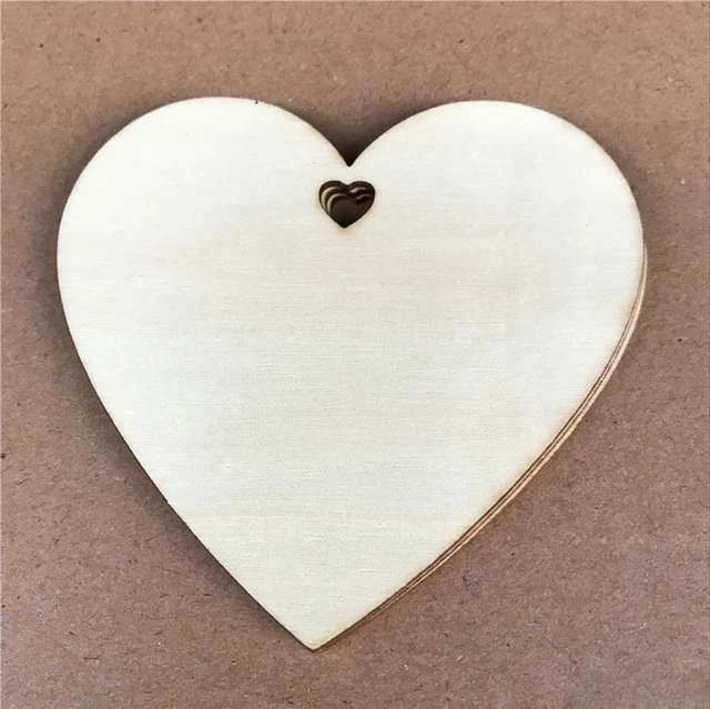 100pcs 100mm Wood Heart Blank Wooden Heart Embellishments With