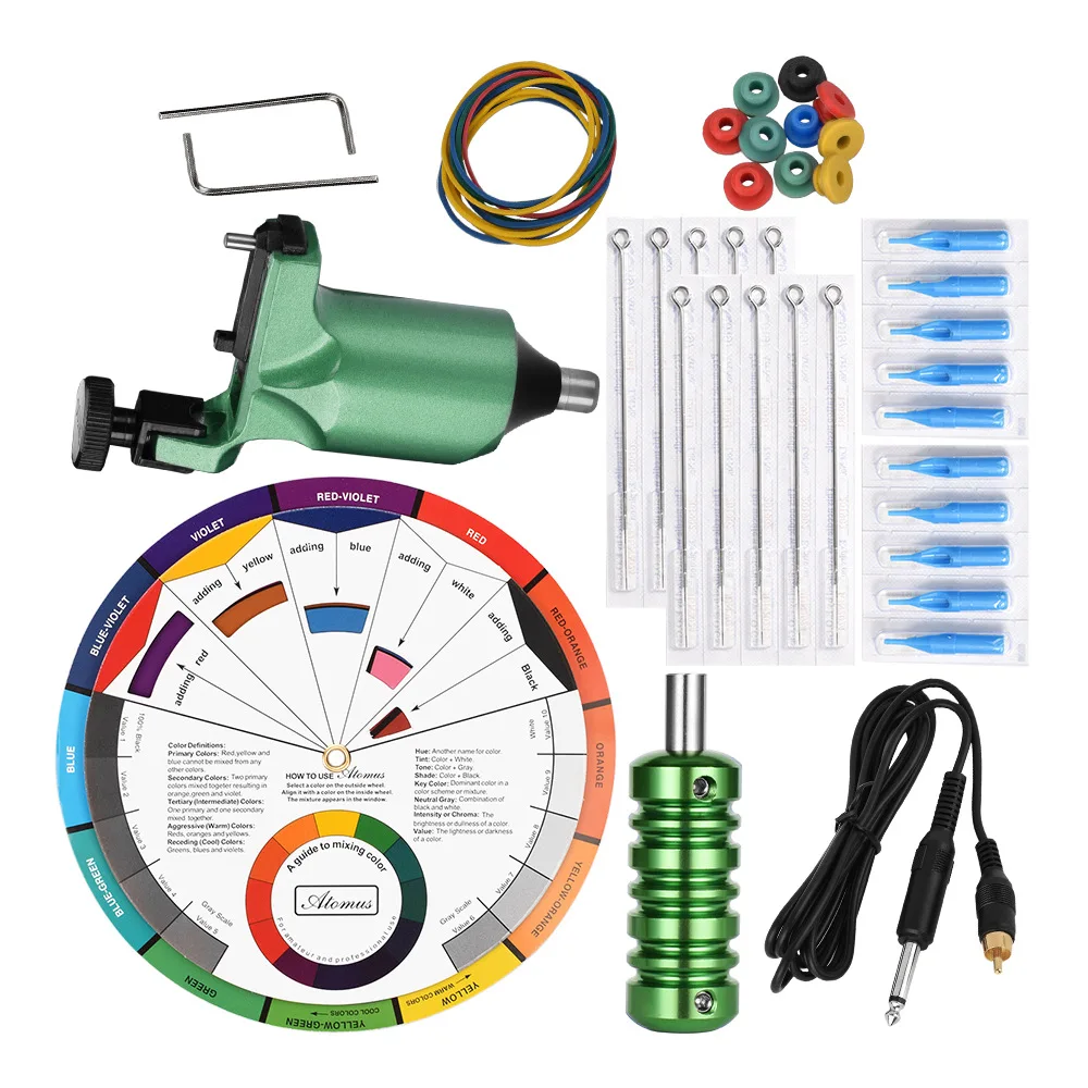 

Rotary Tattoo Machine Set Professional Complete Liner Shader Power Supply Foot Pedal Ink Needles Tip Grip kits for beginner