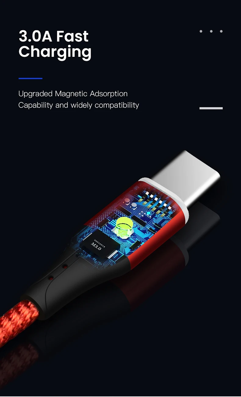 IONCT 3A Быстрая зарядка USB-C Магнитный кабель для Xiaomi 5 samsung Android мобильный телефон шнур провод магнит Зарядное устройство usb Тип C кабель