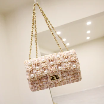 

Pearl Plush Bag Women 2020 New Spring Chain Shoulder Messenger Bag Woolen Bag High Quality Women Purse and Handbags Sac A Main