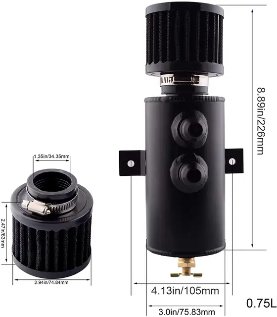 750ml Aluminum AN10 Oil Catch Can Exhaust Reservoir Tank with Breather