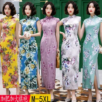 

10 style Sexy Print Slim Long Qipao Chinese Traditional Women Dress Vintage Lady Sexy Long Cheongsam Plus Size 5XL