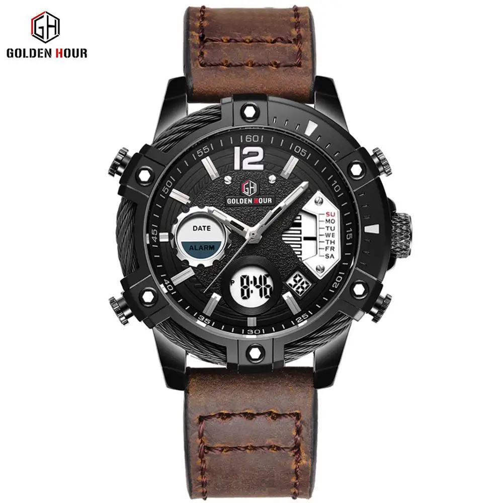 

Golden Hour 120 new arrival Men Watch Top Brand Luxury Male Watch Wrist Leather Waterproof Sport Army Military Man Watches