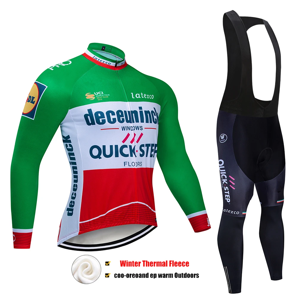 1 Pro Team QUICK STEP Велоспорт Джерси 9D нагрудник комплект одежды для велоспорта Бельгия велосипедная одежда мужская зимняя теплая флисовая велосипедная одежда - Цвет: 1