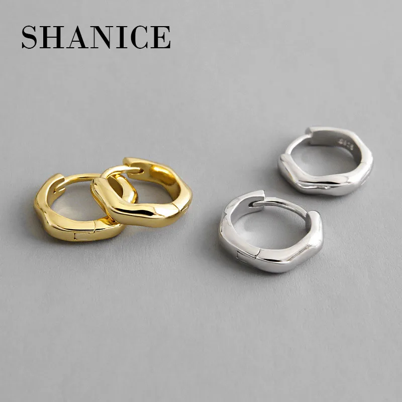 SHANICE No Fade 925 sterling silver Hoop Earrings INS simple irregular wave pattern Loop Earring Women Men Fashion Jewelry | Украшения и