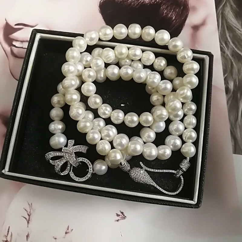 

Women Cubic Real Natural Freshwater Pearl Choker Necklace 8-9mm White Inregular Jewelry Gifts