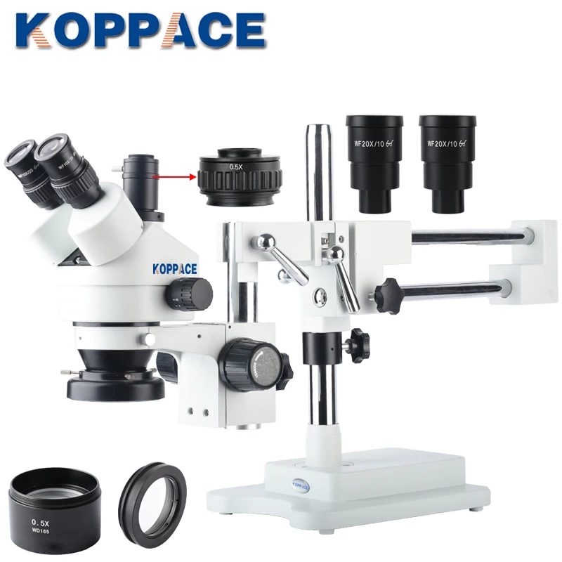 KOPPACE 3.5X-90X промышленный микроскоп 0 5 XCTV/1X CTV Тринокулярный Стерео двойной