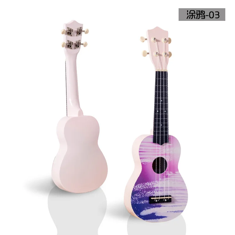 Mini Guitare, Instrument De Musique 21 Pouces à 4 Cordes Ukulélé Bien  Construit Pour Cadeau D'anniversaire De Noël Pour Débutants Enfant Adulte  Fleur Bleue 