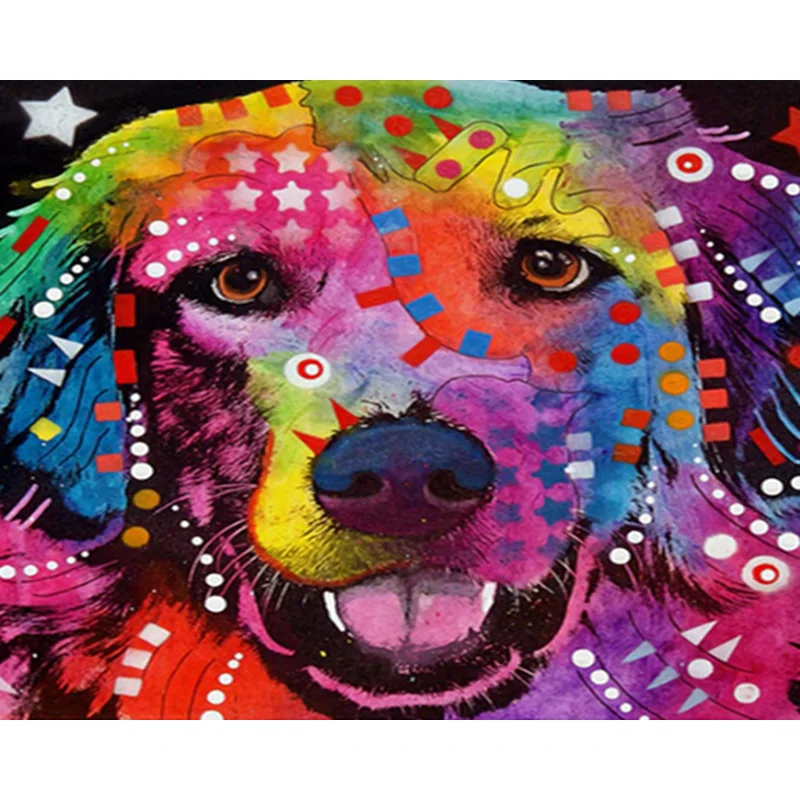 Сделай Сам, обрамленная лошадь, свинья, собака, хамелеон, масляная краска по номерам, животные, аниме, красочная краска, Настенная художественная картина для декора гостиной - Цвет: Оранжевый