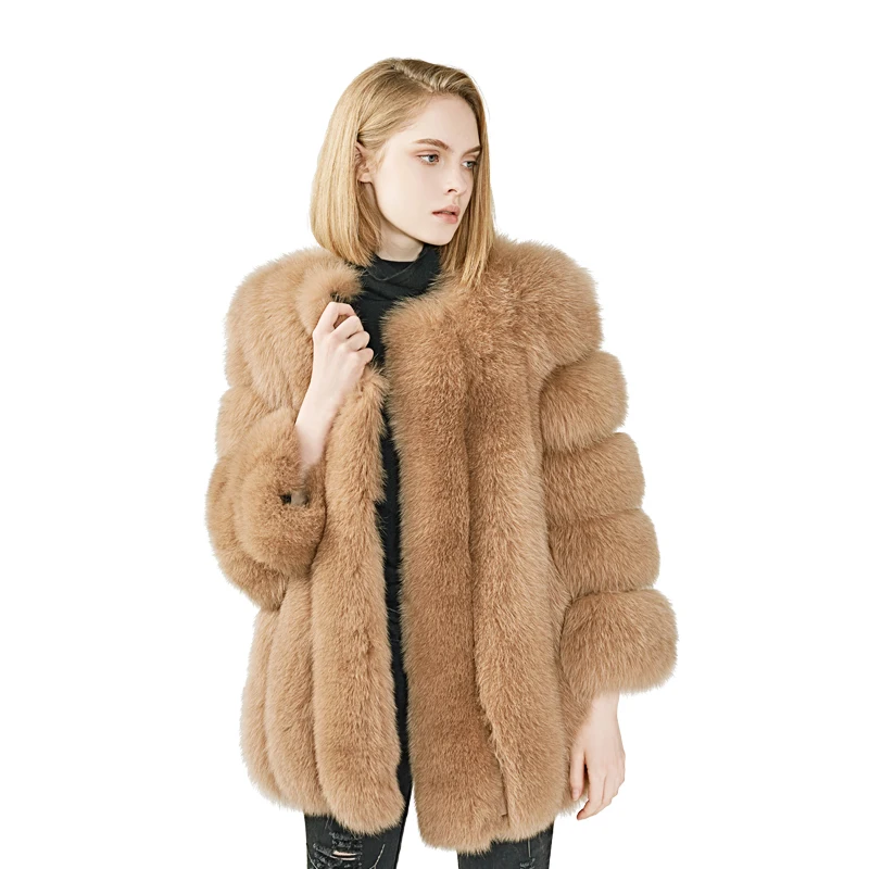 MAOMAOFUR пальто с натуральным лисьим мехом Женское зимнее модное пальто из натурального меха Женская длинная Роскошная Одежда Natrual куртка из лисьего меха