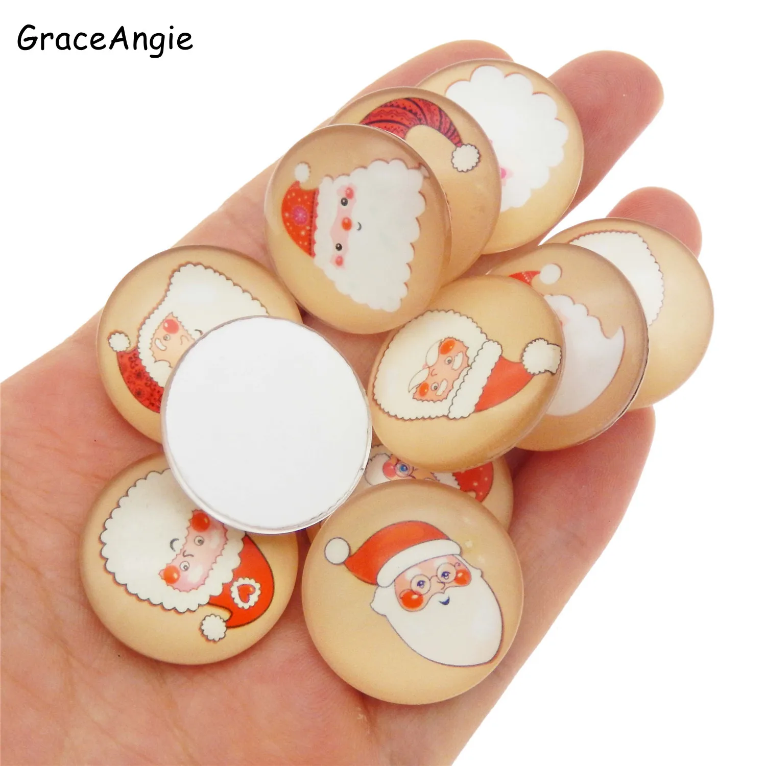 

Fashion Jewelry DIY Mix Round photo glass cabochon Santa Claus demo flat back Making findings Christmas Glass Cabochon Beads