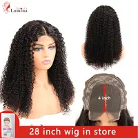 4x4 кружевные человеческие волосы кудрявые парики для черных женщин Remy бразильский кудрявый парик из волнистых волос предварительно сорвал
