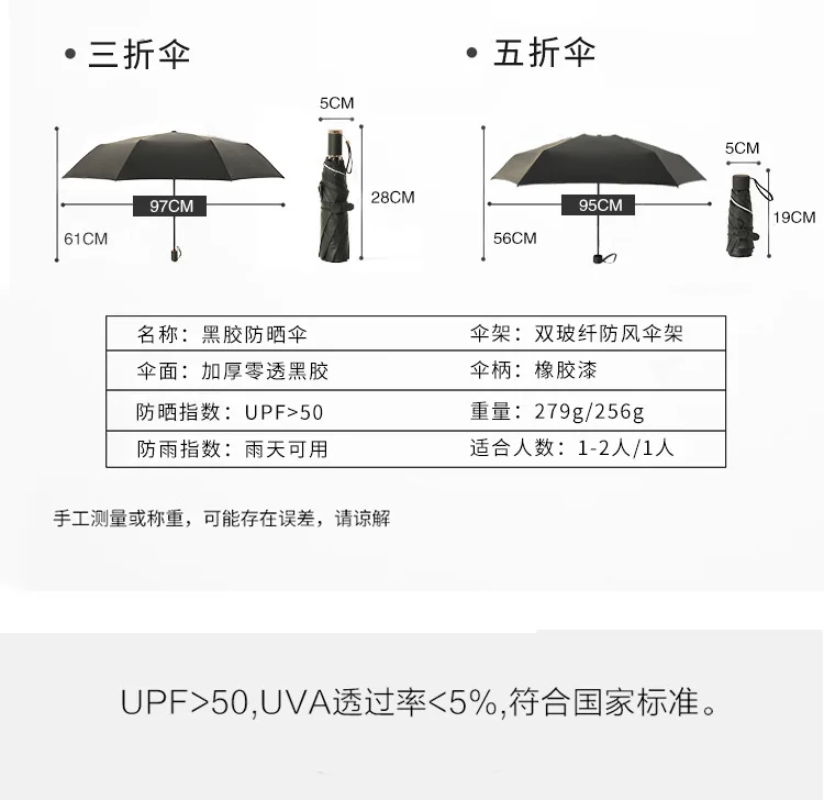 Легкий мини небольшой зонтик с защитой от ультрафиолета женский зонт от дождя или блеска двойного назначения складной ветрозащитный пятискладной зонт