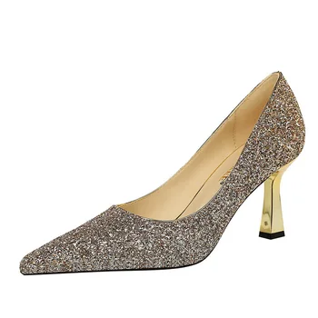 

Bling Glitters Pumps Women's Shoes 2020 Fashion Pointed Toe High Heels Wedding Dress Shoes Elegant Ladies Evening Party Pumps
