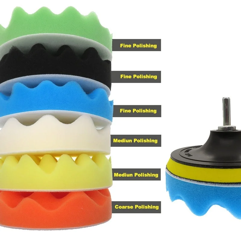 Drill Brush Foreign Trade Source 5 Inch 8-piece Wave Car Polishing Sponge Car Cleaning Waxing Polishing Washing Sponge