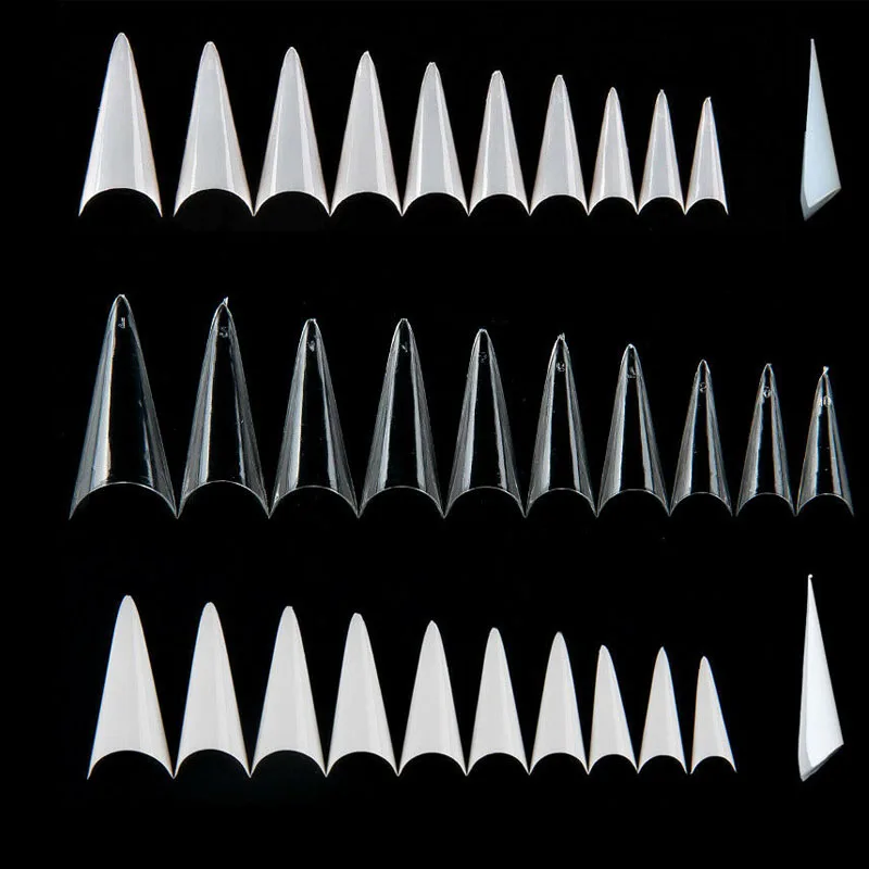 

Stiletto Half Cover C Curve Nail Tips Acrylic Gel 500pcs Nail Salon Suplements