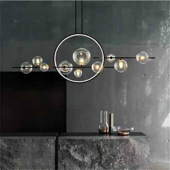 

Modern lights Dining table iron LED Chandelier Nordic living room lighting dining room deco Transparent glass ball hanging lamp