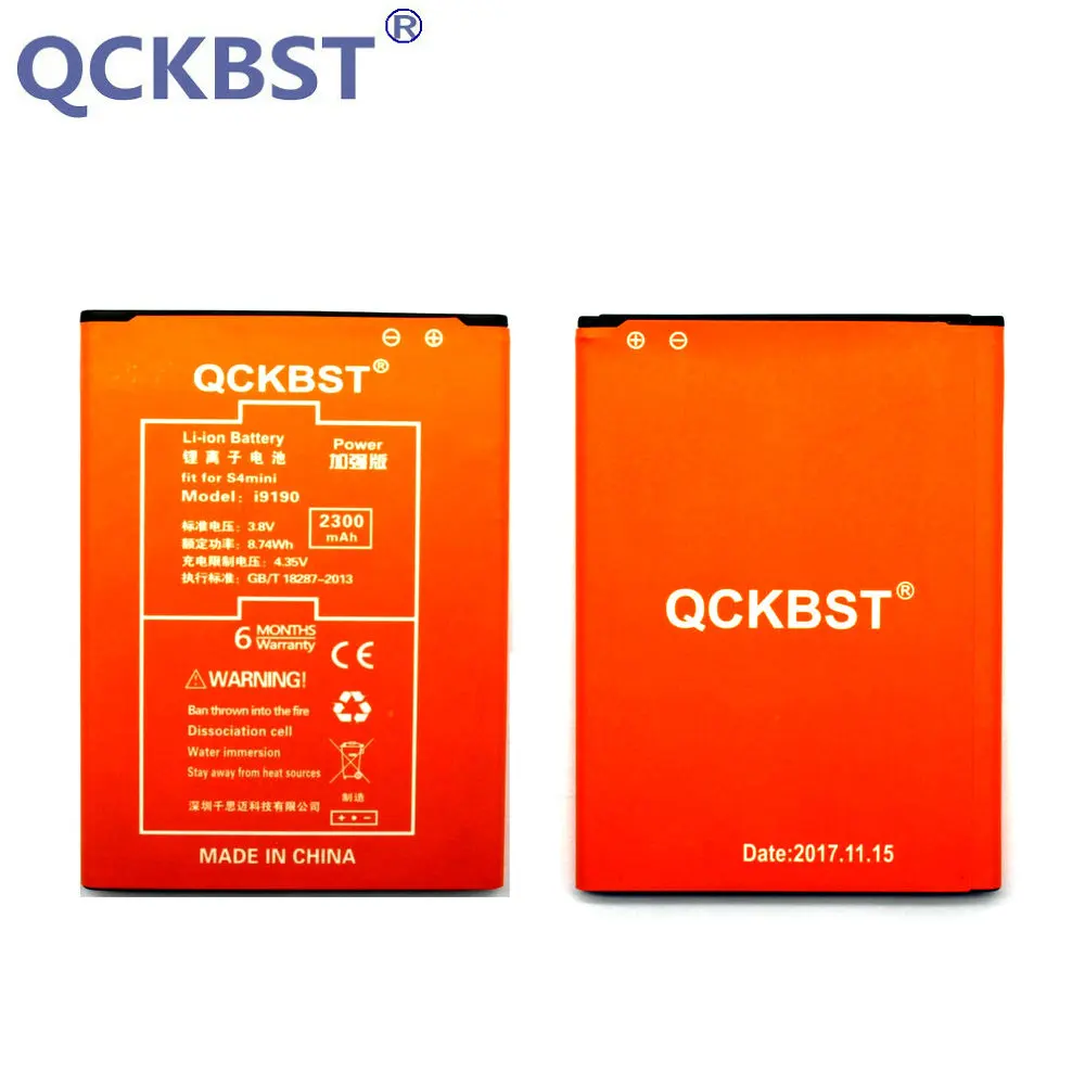 QCKBST B500BE 3 контактный аккумулятор для Samsung GALAXY S4 Mini I9190 I9192 I9195 I9198 S4Mini Phone 2300 мАч
