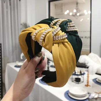 

New Brand Fashion Women Hair Accessories Wide Side Hairband Wholesale Shining Rhinestone Headband Soft Top Quality Hair Hoop