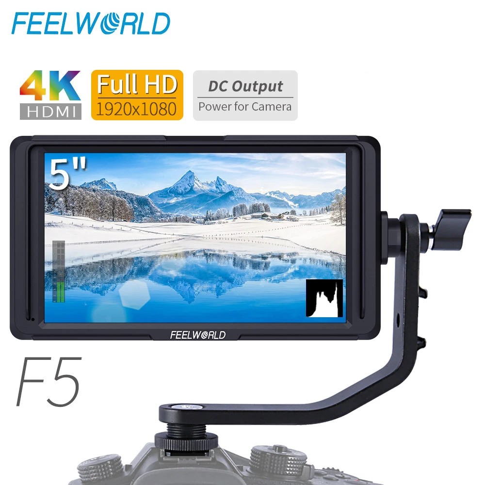 

FEELWORLD F5 5" DSLR On Camera Field Monitor Small Full HD 1920x1080 IPS Video Peaking Focus Assist with 4K HDMI 8.4V DC Output