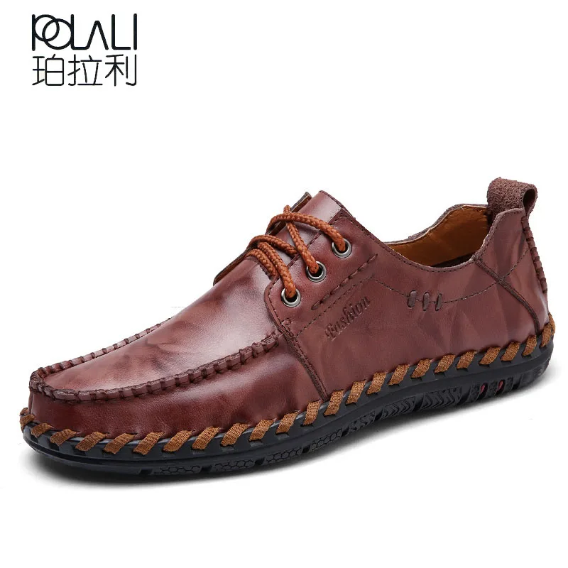

Men flats genuine soft leather casual shoes flat mens black daily net leisure lace up shoe 38-44