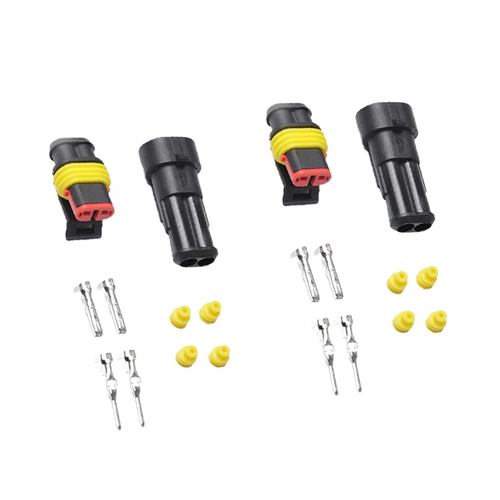2 Sets 2 Pin Waterproof Electrical Connector for Motorcycle Boat Truck