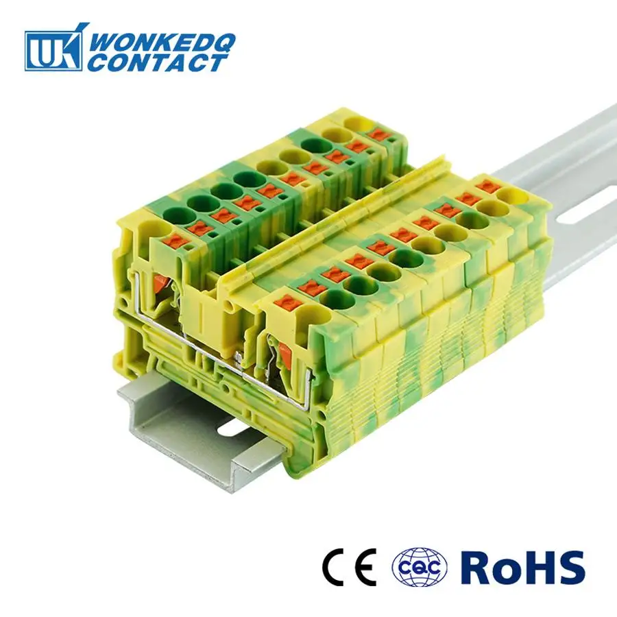 10 шт. PT-4PE вместо Феникса контактной земляной пружины подачи через соединение толчок в din-рейку клеммный блок PT4-PE