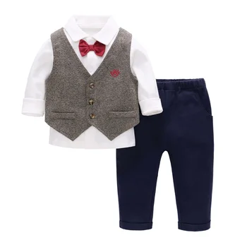 

Baby Boy clothes Newborn clothes Baby Birthday Clothes Long Sleeves Baby Shirt Pants Vest 3pcs Cotton Infant Sets 6m-4T