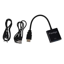 Fasdga 1080P HDMI в VGA с аудио конвертером адаптер USB питания Видео кабель черный