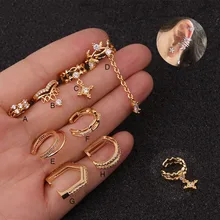 Sellsets 1 шт. спиральный для хряща раковины поддельные пирсинг ювелирные изделия регулируемый Cz ухо манжеты без пирсинга раковины манжеты серьги