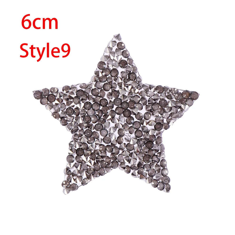 Style9 6cm Стразы со стразами, Звездные нашивки, поделки, мотив, железные нашивки, аппликация для теплопередачи, одежда, сумка для обуви, много размеров - Цвет: Style9 6cm