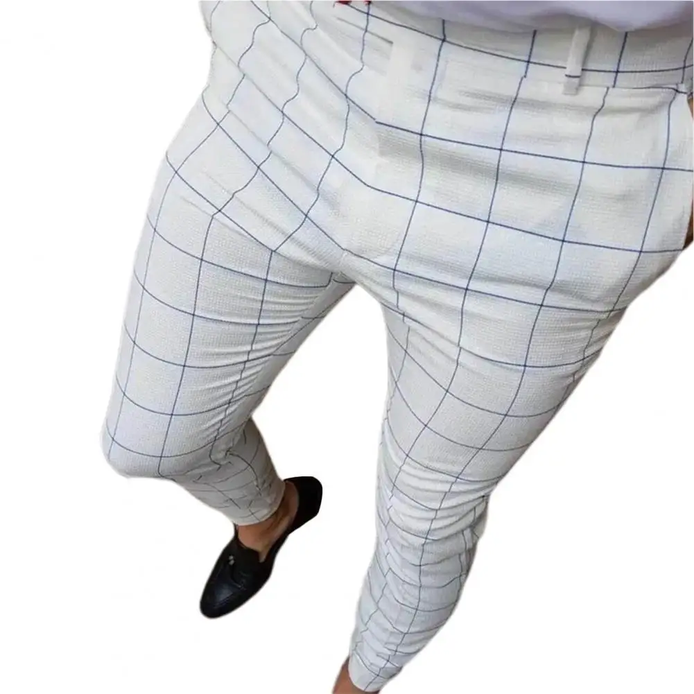  FXZMJN Pantalones de mezclilla ajustados a cuadros