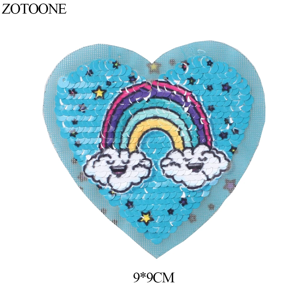 PE1758CT ZOTOONE блестки сердце патч круглый Diy стикер гладить пришить одежду теплопередача аппликация вышитые аппликации накладки ткань G - Цвет: PE1758CT