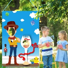 Bannière de 4ème porte Photo en tissu, fournitures de fête, thème de jouet, arrière plan pour photographie de visage, accessoires pour jeux Photo