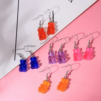 

1 Pair Creative Cute Mini Gummy Bear Earrings Minimalism Cartoon Design Female Ear Hooks Danglers Jewelry Gift