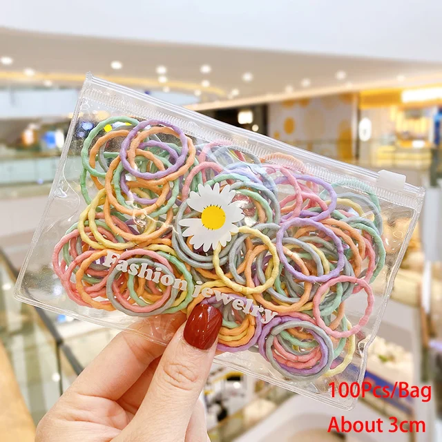 50/100/200 Pcs/Bag Children Cute Candy Cartoon Solid Elastic Hair Bands Girls Lovely Srunchies Rubber Bands Kid Hair Accessories Mix-10-100 Pcs
