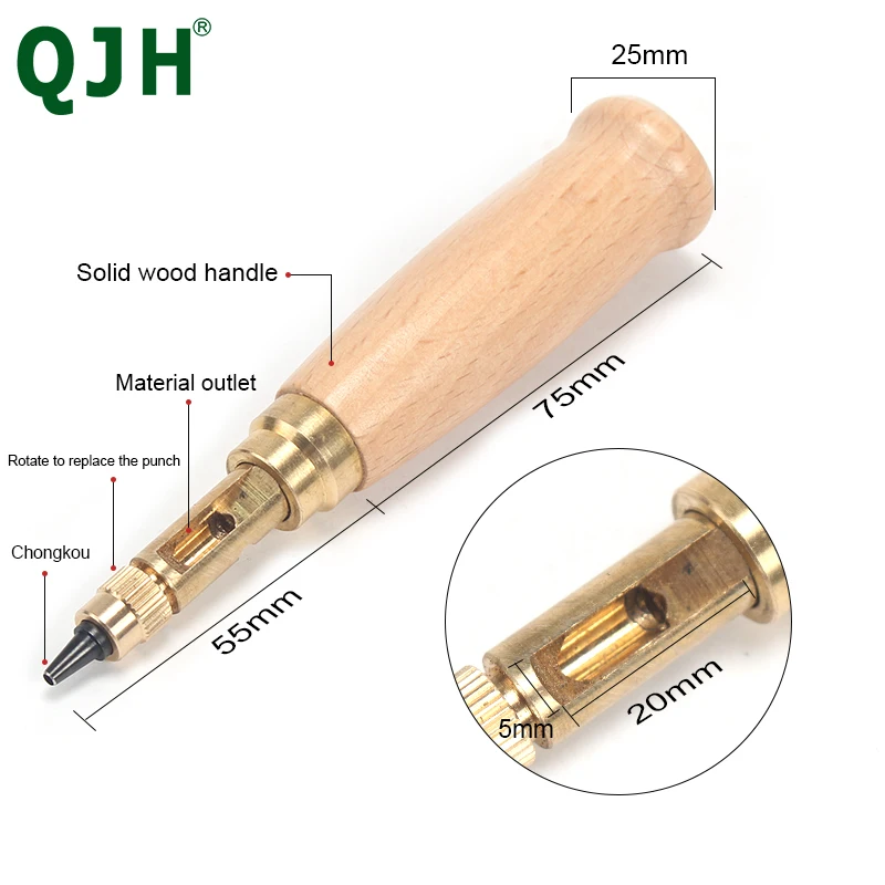 QJH 10pcs/set Round Leather Shape Hole Punch Kit Belt Hollow DIY Punch Set  Metal Cutter Tool 0.5-5mm for Watch Band Fabric