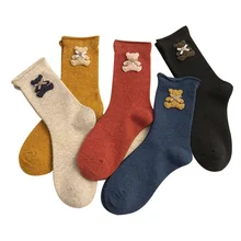 High Quality Cute Bear Socks Warm Socks for Cold Feet Wool Women Socks