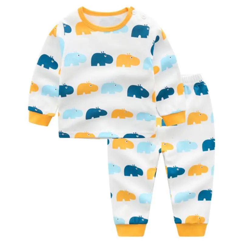 Комплект из 2 предметов, хлопковые Пижамные комплекты для малышей, милая одежда для сна, домашняя одежда, одежда с длинными рукавами и рисунком - Цвет: DY